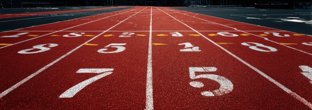 Red running track with lane numbers (1)