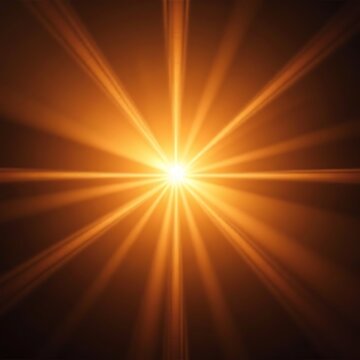 Bright Orange Sunburst Light Effect with Radial Rays and Bokeh