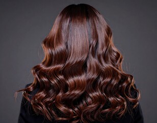 Fototapeta premium Wavy brown hair against gray