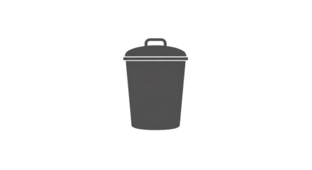 Simple black trash can icon on a dark background emphasizing waste