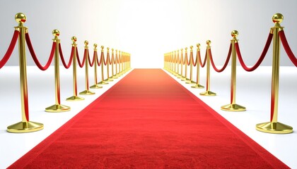 Red carpet entrance with gold stanchions and velvet ropes