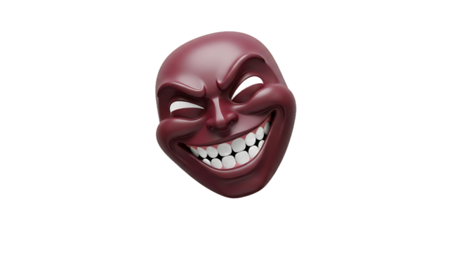 Red Mask with Grinning Face and White Teeth.