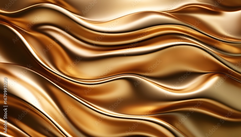 Aufkleber the image shows a close-up view of an abstract, three-dimensional rendering of smoothly flowing gold