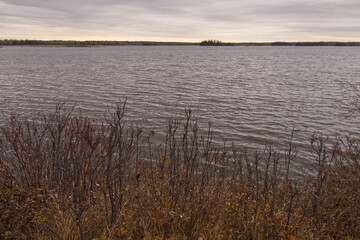Astotin Lake on a Cloudy Autumn Day