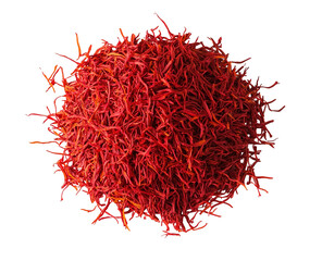 Fototapeta premium saffron thread in the wooden plate, isolated on the white background.