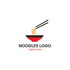 Noodles logo, asian noodle with chopsticks