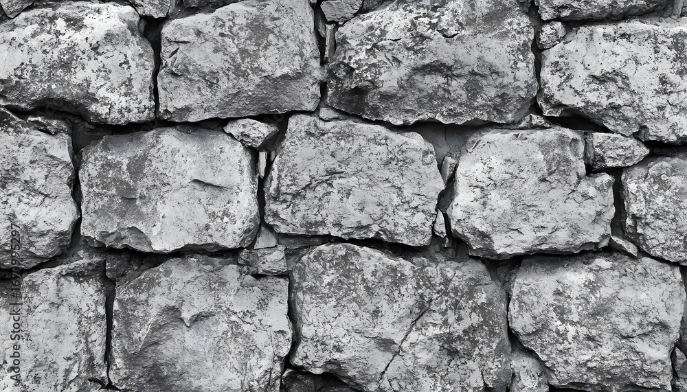 Poster the image shows an uneven stone wall made of various sized stones fitted together, creating a rustic