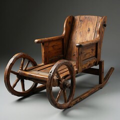 Rustic Wooden Rocking Chair with Wheels Antique Design