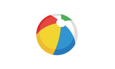 Colorful Beach Ball with Red, Yellow, Blue, Green, and White Panels.