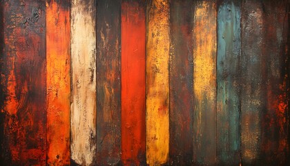 The image shows a close-up view of vertical wooden planks with various colors and textures, creating a rustic look.