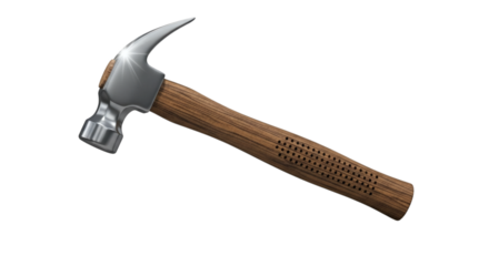 Claw hammer with wooden handle isolated on black background image