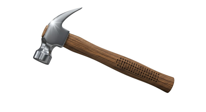 Claw hammer with wooden handle isolated on black background image