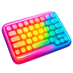 Naklejka premium A Vibrant Glossy Keyboard With Colorful Gradient Keys Displayed On A Transparent Background