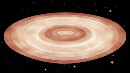 Fototapeta premium Abstract representation of a cosmic disk with concentric rings in a starry background.