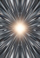 Radiant Symmetry: Silvered forms converge in a luminous burst of fractal abstraction creating a visually captivating