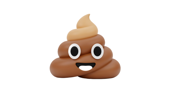 Smiling Poop Emoji with Googly Eyes and Swirl.