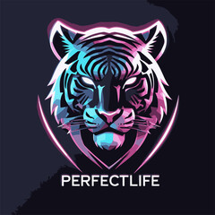 tiger head vector as neon logo 