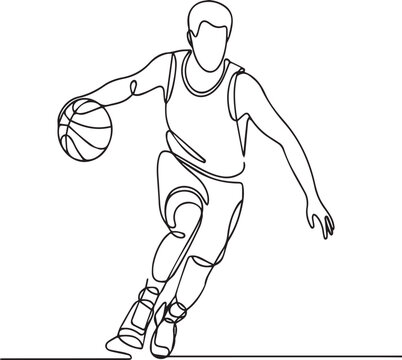 basketball player dribbel line art