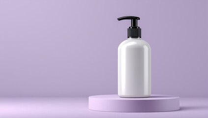 White Matte Hand Sanitizer Bottle on Speckled Round Platform