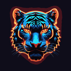 tiger head vector as neon logo 