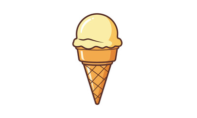 Creamy Yellow Ice Cream in a Waffle Cone.