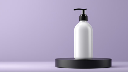 Obraz premium White Matte Hand Sanitizer Bottle on Speckled Round Platform