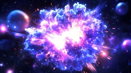 A vibrant cosmic explosion in space, showcasing colorful nebulae and celestial phenomena.
