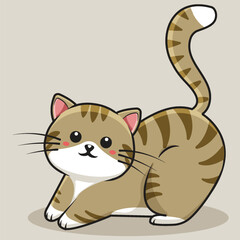 Cute lazy cat cartoon character