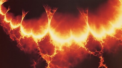 Abstract fiery pattern resembling a fractal design with vibrant colors.