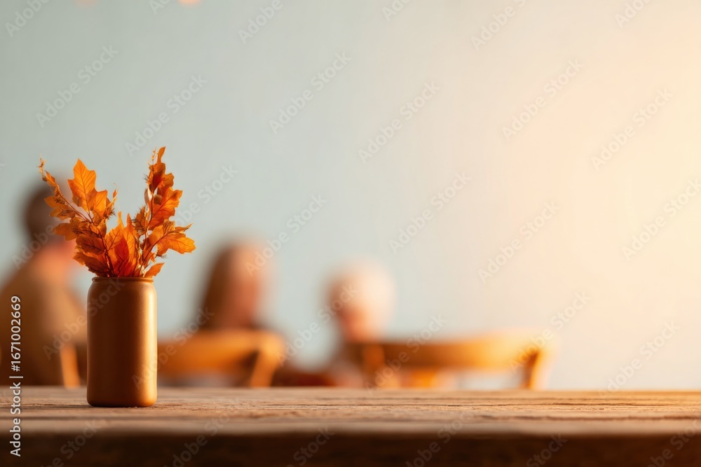 Poster warm autumn colors in cozy café setting create an inviting atmos