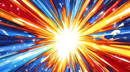 A vibrant explosion of colors radiating outward, suggesting energy and dynamism.