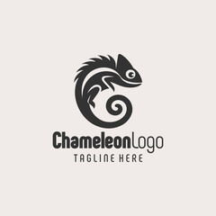 Simple Monochrome Chameleon Logo Design