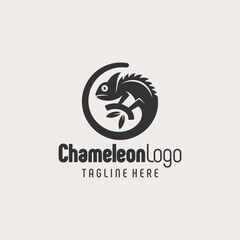 Vintage Black White Chameleon Badge