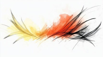 Abstract design featuring flowing lines in warm colors, evoking movement and energy.