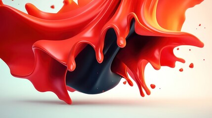 A dynamic splash of red and black liquid, showcasing fluid motion and vibrant color contrast.