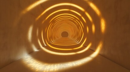 A tunnel with swirling light patterns creating a mesmerizing visual effect.