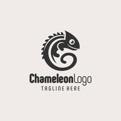 Handcrafted Black White Chameleon Logo