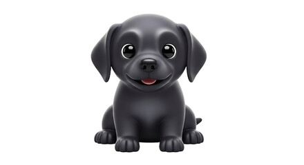 Adorable Black Puppy Cartoon Sitting and Smiling.