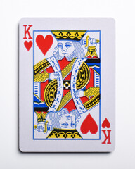 King of hearts playing card, isolated on white background