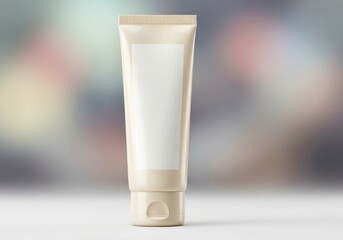 A lotion tube with a label is prominently displayed against a blurred background