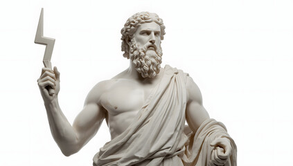 Obraz premium Statue of Zeus Holding a Thunderbolt, Ancient Greek Mythology