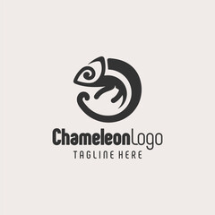 Contemporary Black White Chameleon Logo
