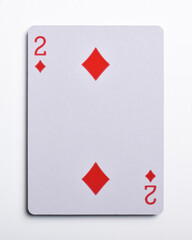 Two of Diamonds playing card, isolated on white background