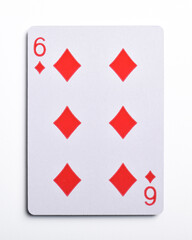 Six of Diamonds playing card, isolated on white background
