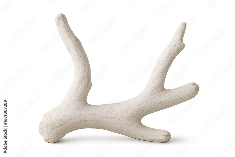 Poster white dry wooden branch casting soft shadow against transparent backdrop in studio setting