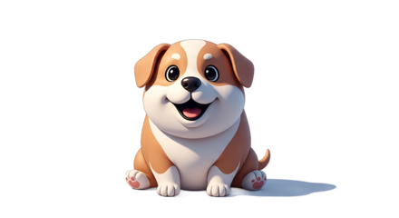 Adorable Cartoon Puppy with Happy Smiling Expression.