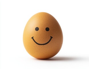 A light brown egg with a simple smiley face drawn on it