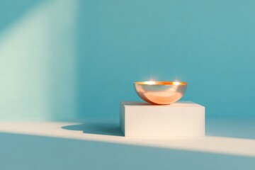 Minimalist design showcases delicate bowl reflecting soft light
