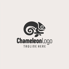 Stylish Chameleon Icon Black White