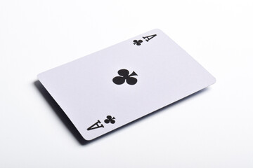 Ace of clubs playing card, isolated on white background
